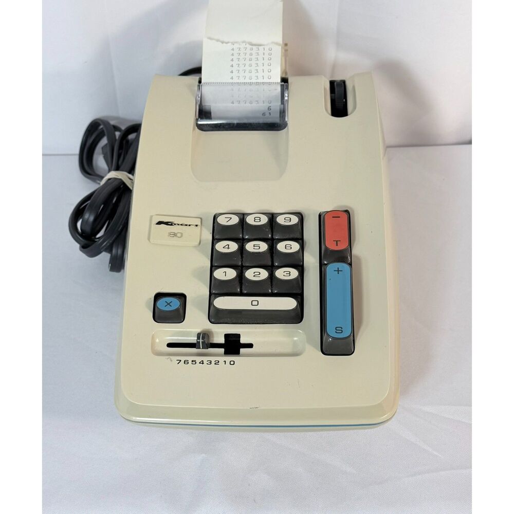 Vtg Kmart Electric Adding Machine Model 80 Printer Works 10 Key Made in Japan